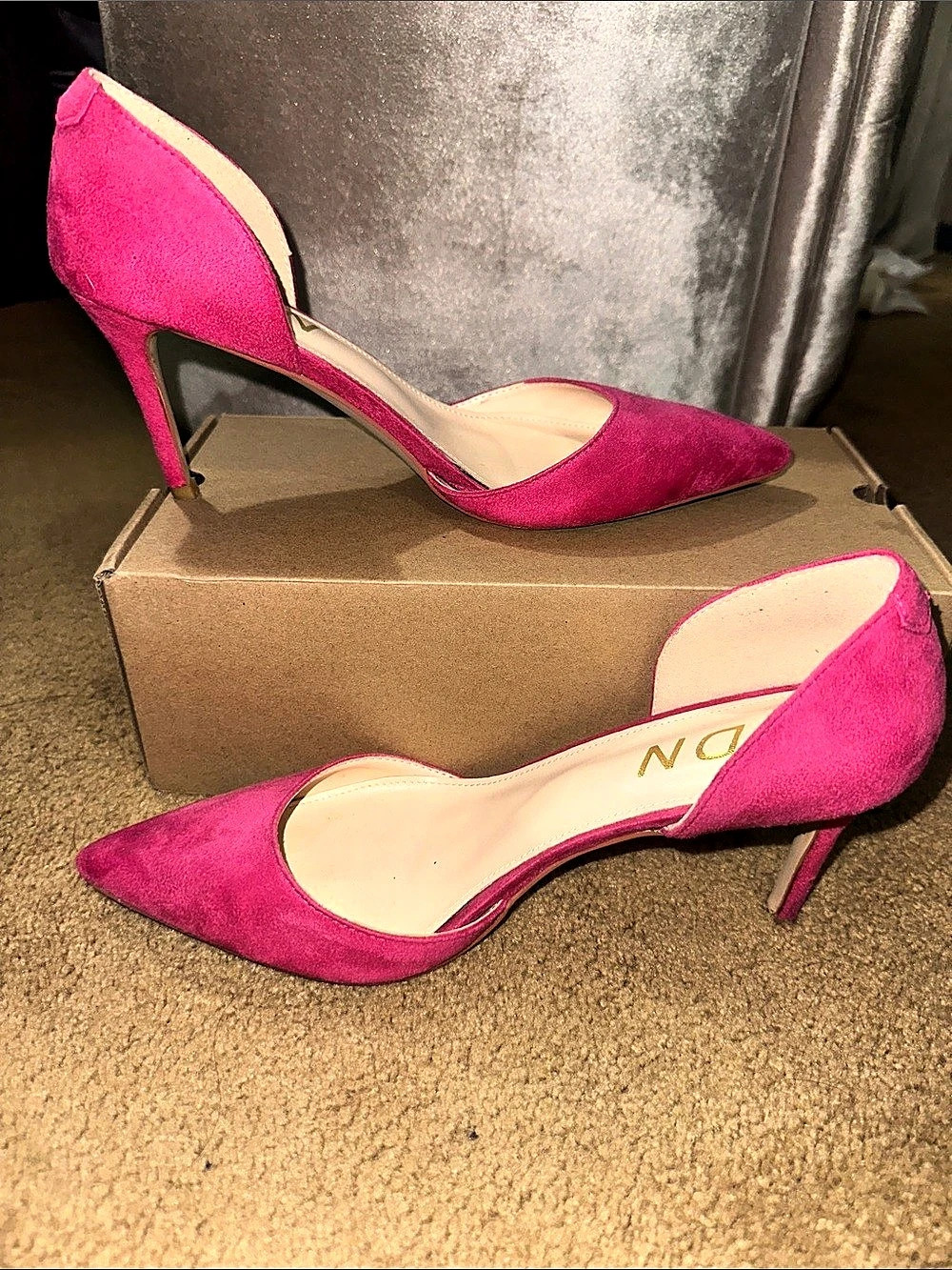 YDN Pink Pointed Toe D'Orsay Stiletto Heel Pumps
